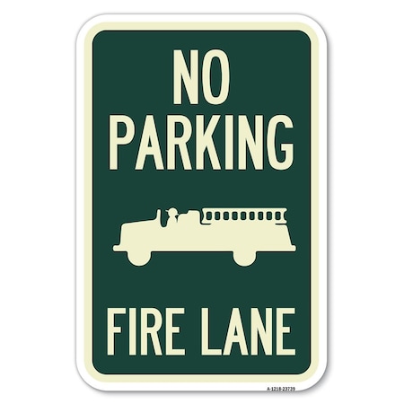 Signmission No Parking Fire Lane Fire Truck Symbol Heavy-Gauge Aluminum Sign, 12" x 18", A-1218-23739 A-1218-23739